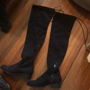Black Velvet Over the Knee Boots